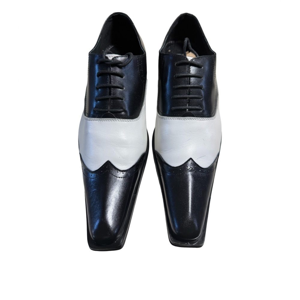Zota Classic Men’s 9.5 Black White Two Tone Leather Oxford Dress Shoes